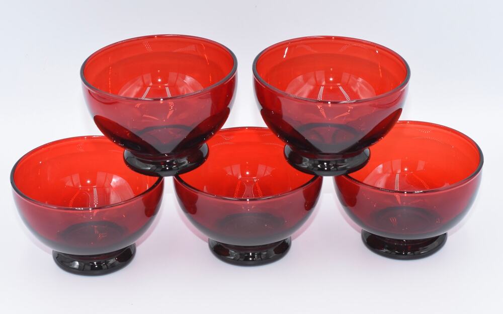 Low Sherbet Baltic Royal Ruby by ANCHOR HOCKING 5pc Set